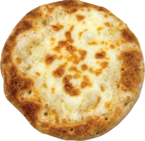 A cheese pie (cheese manakish) with bubbling, golden-browned mozzarella